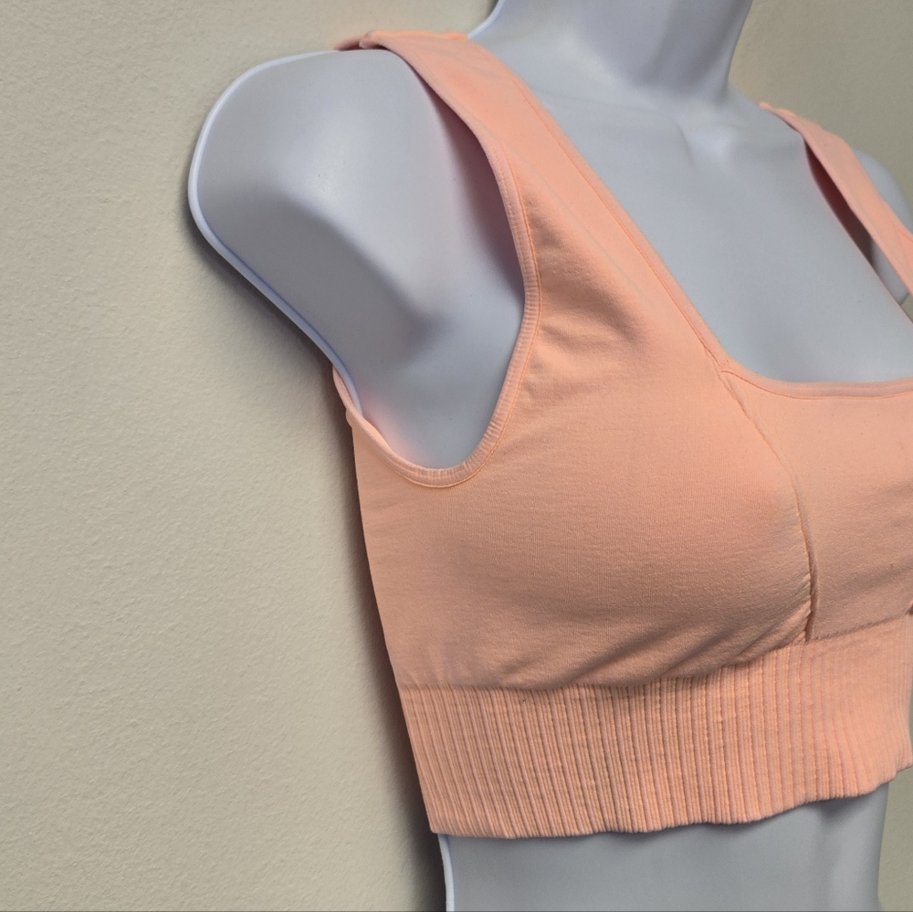 Free People Good Karma Square Neck Crop Top Bra Orange M / L - Picture 3 of 7
